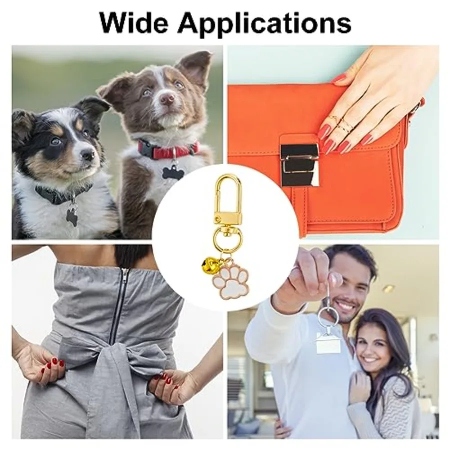 12pcs Pets Collar Pendants for Cat Dog Paw Bone Emel Pet Small Bells with Swivel Clasps Colorful Clipon Charms for Cat Dog DIY