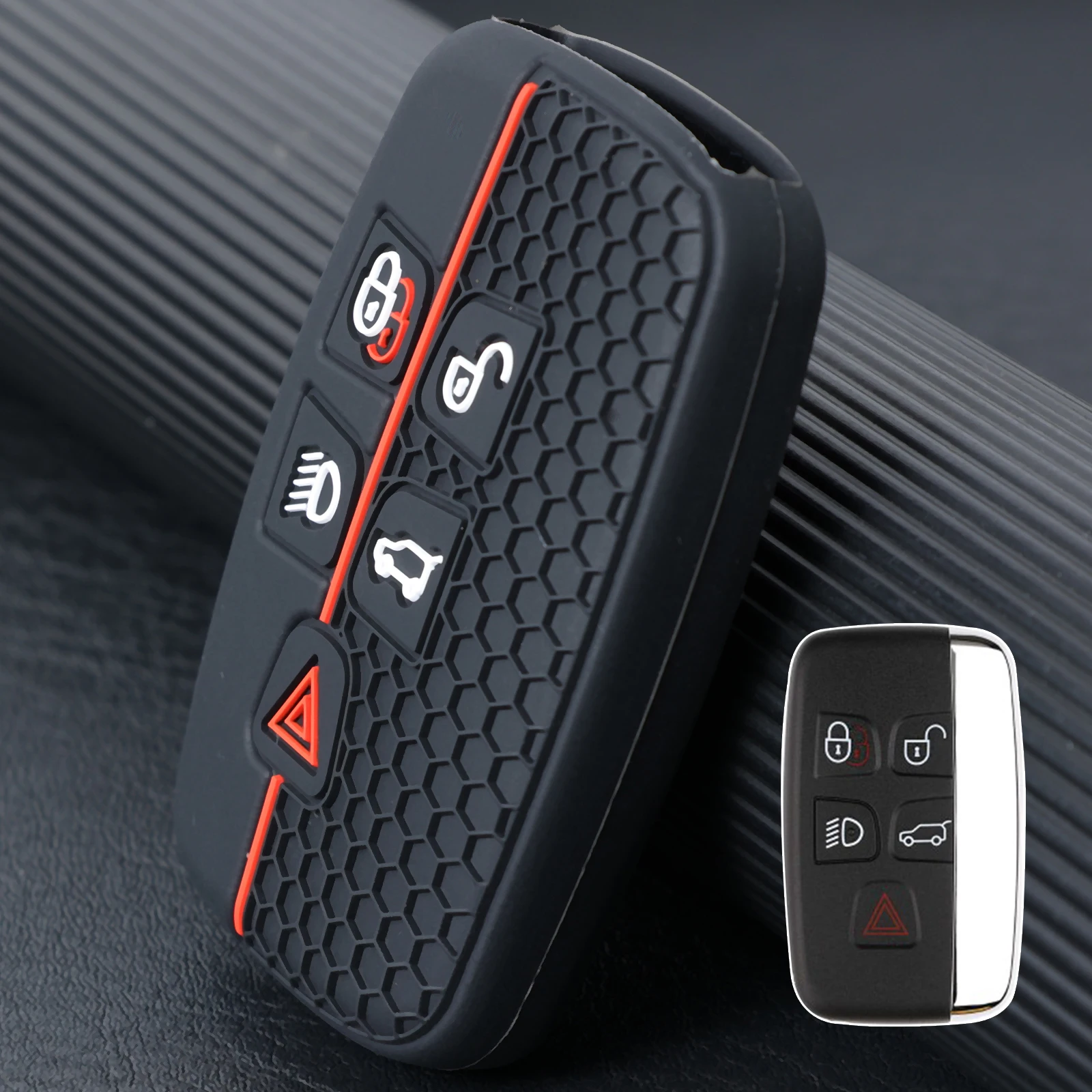 Remote Key Ring Chain Holder Case Cover Shell 5 Button Silicone For Range Rover Sport Evoque Jaguar Land Rover Freelander 2014