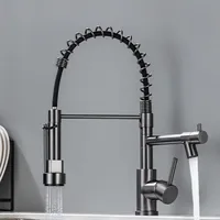 Dual Spout Pull-Down Kitchen Faucet 360° Rotating Hot/Cold Mixer Tap Single Handle Kitchen Sink Crane