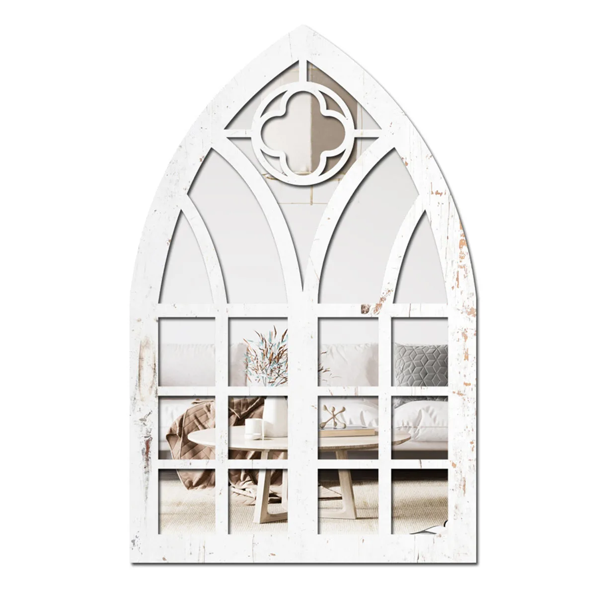 

Window Wall Mirror Farmhouse Mirror Wall Decor, Entryway Hallway Living Room Vintage Decorative Wall Mounted Windowpane Mirror