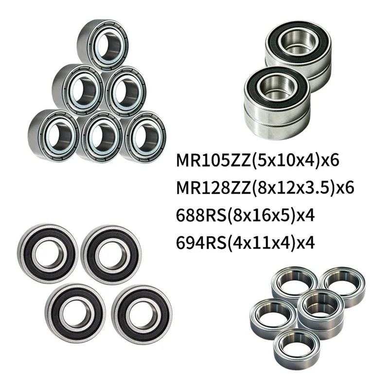 20Pcs Full Sealed Ball Bearing Set for RC Sports Car Model, Transmission & Differential Upgrade Parts