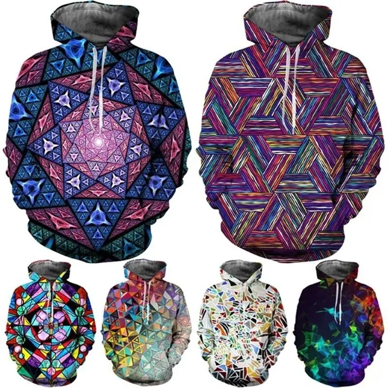 3d nadrukowana geometria graficzna bluza z kapturem dla mężczyzn kobiet kolorowe zawroty głowy hipnotyczne śmieszne bluzy Casual Cool para sweter bluzy