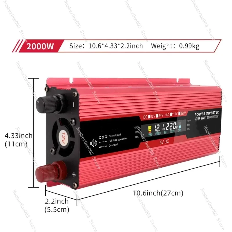 2000W Car Inverter Adapter Socket DC12V 24V To AC 220V Modified Sine Wave Voltage Converter Power Inverter for Home Outdoor