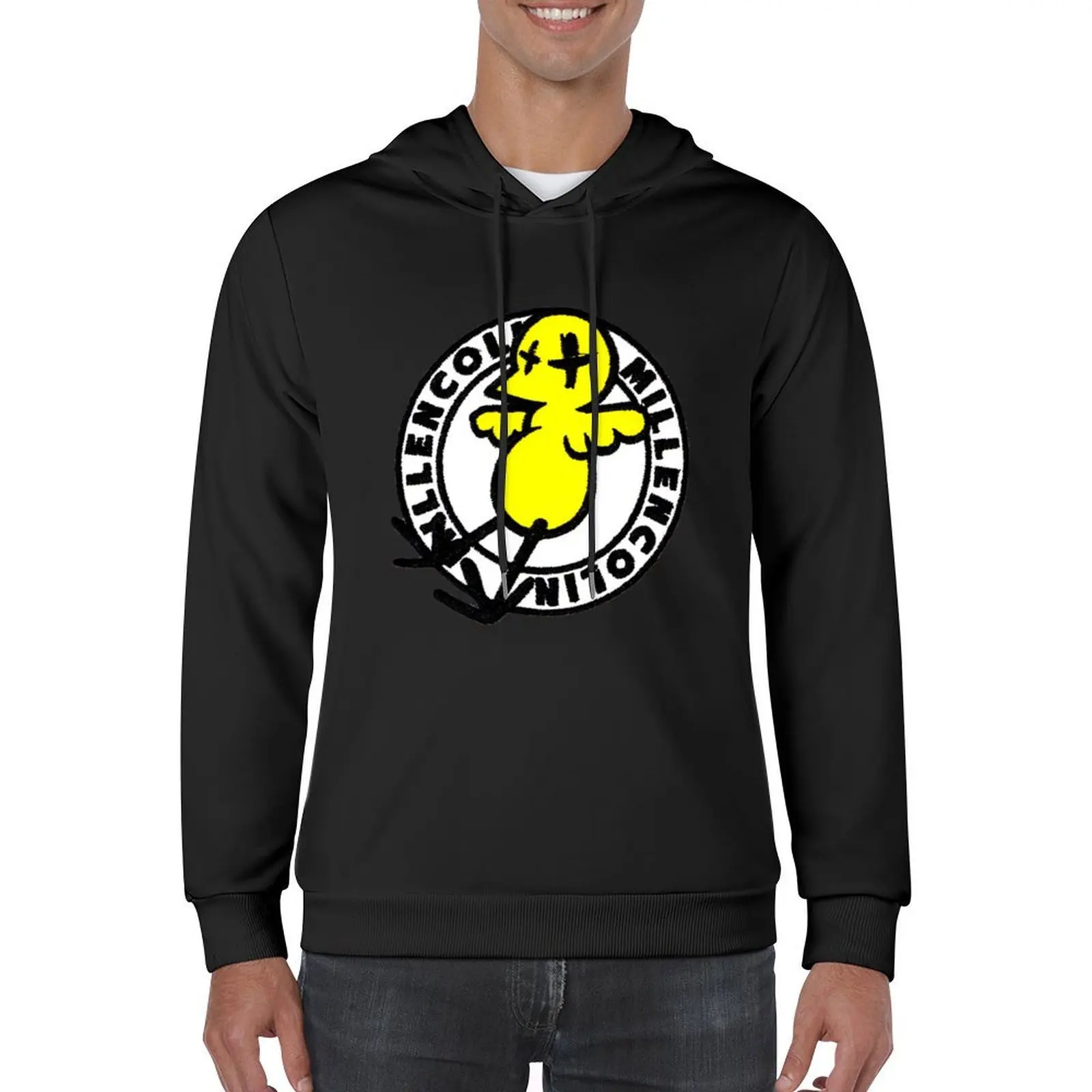 شعار ملحمة ميلينكولين بانك روك هوديي ملابس رجالية ملابس رجالية ملابس على الطراز الكوري ملابس كورية بقلنسوة للرجال