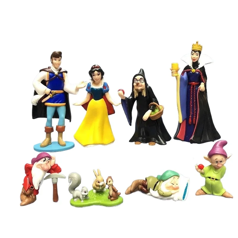 

8pcs/set 2.5-10cm Room Decoration Disney Snow White Handmade Knight Anime Cake Decoration Ornament Witch Queen Dwarf Toy