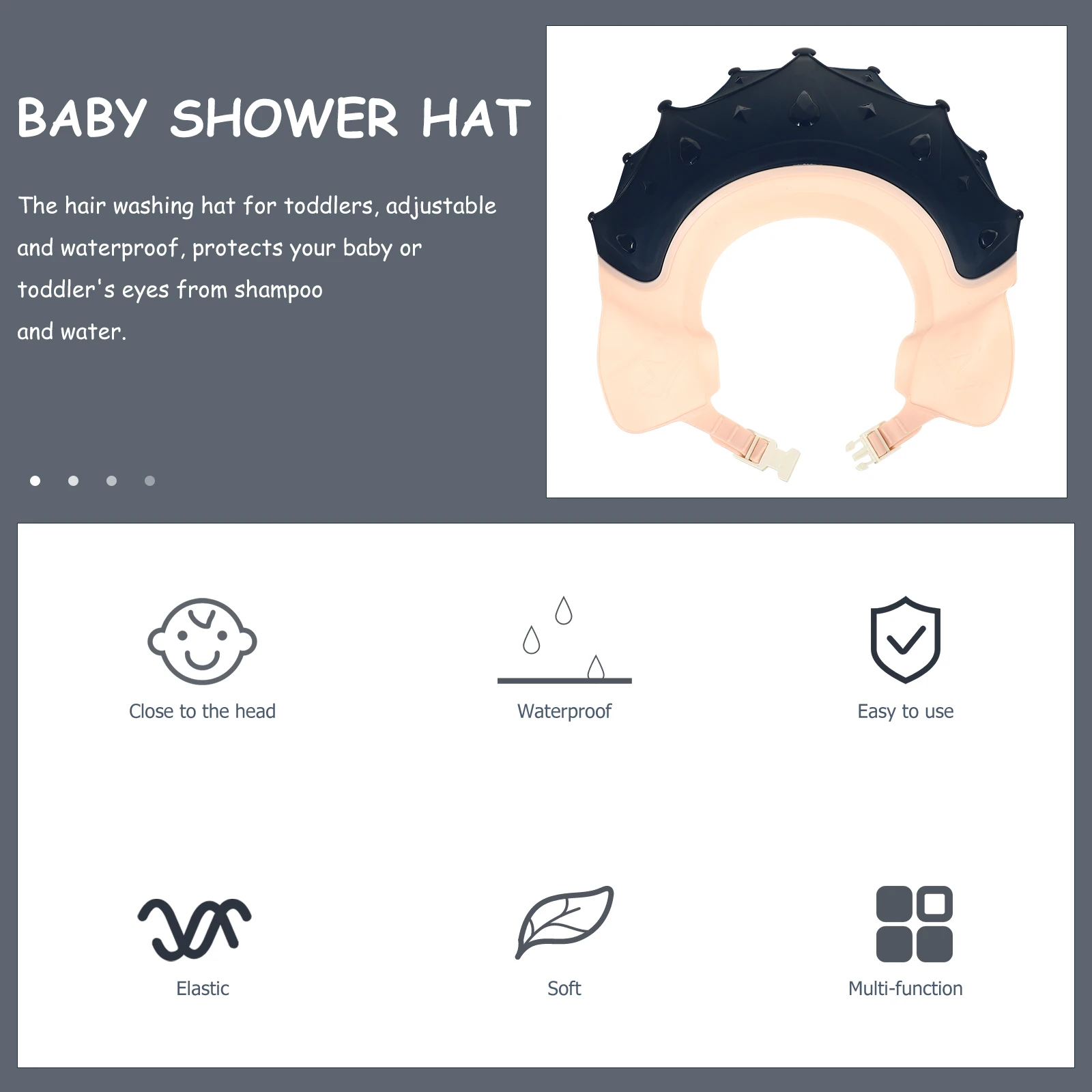 

Baby Bath Hat Adjustable Shower Visor Waterproof Gem for Kids Toddlers