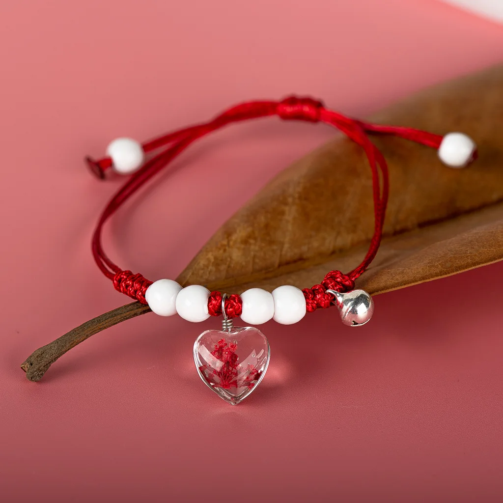 Glass Flower Love Heart Shape Accessories Cute Handmade Ceramic Beads Bracelet Accessary Wholesale For Women #82611