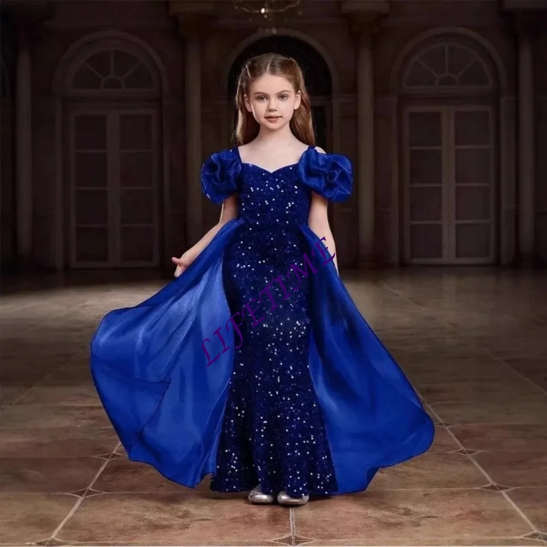 Kids Girls Elegant Evening Party Dress for Piano Violin Performance Pageant Host Wedding Birthday Celebration Customized Gown