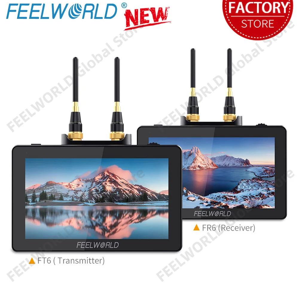 

FEELWORLD FT6 FR6 5.5 Inch Wireless Video Transmitter Receiver Monitor DSLR Director AC DP 800ft Long Range 0.07S Low Latency