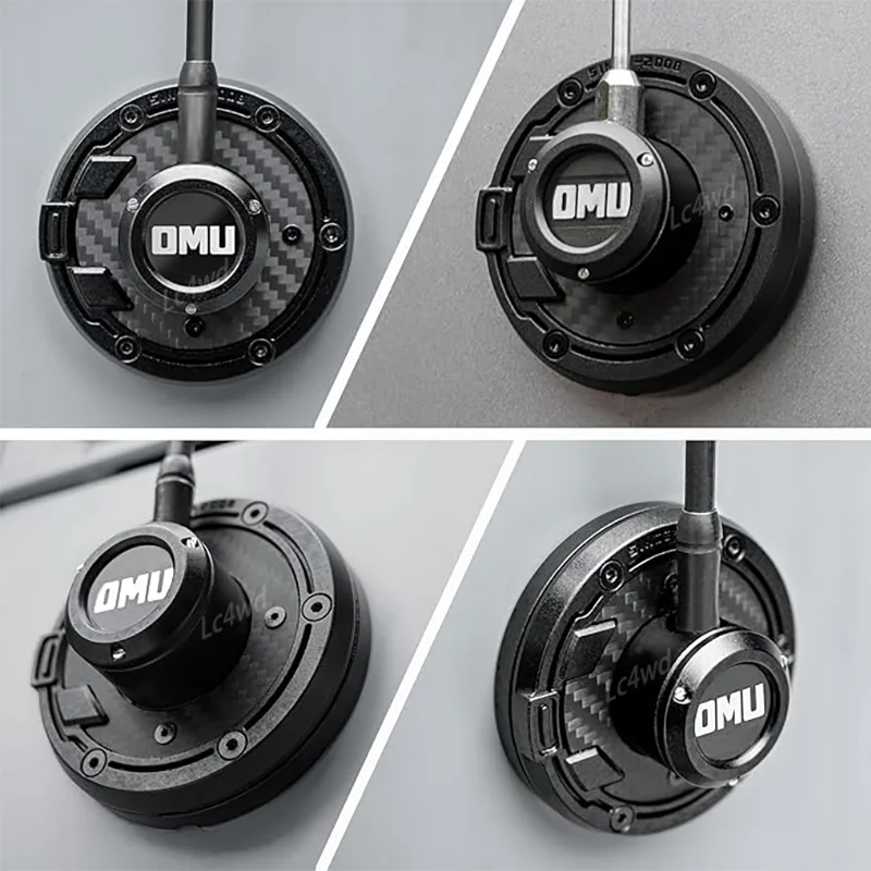 LC4WD 4x4 الملحقات الخارجية الألومنيوم وألياف الكربون الجافة OMU سلسلة هوائي قاعدة غطاء ل 2007-2025 جيب رانجلر JK JL JT #5