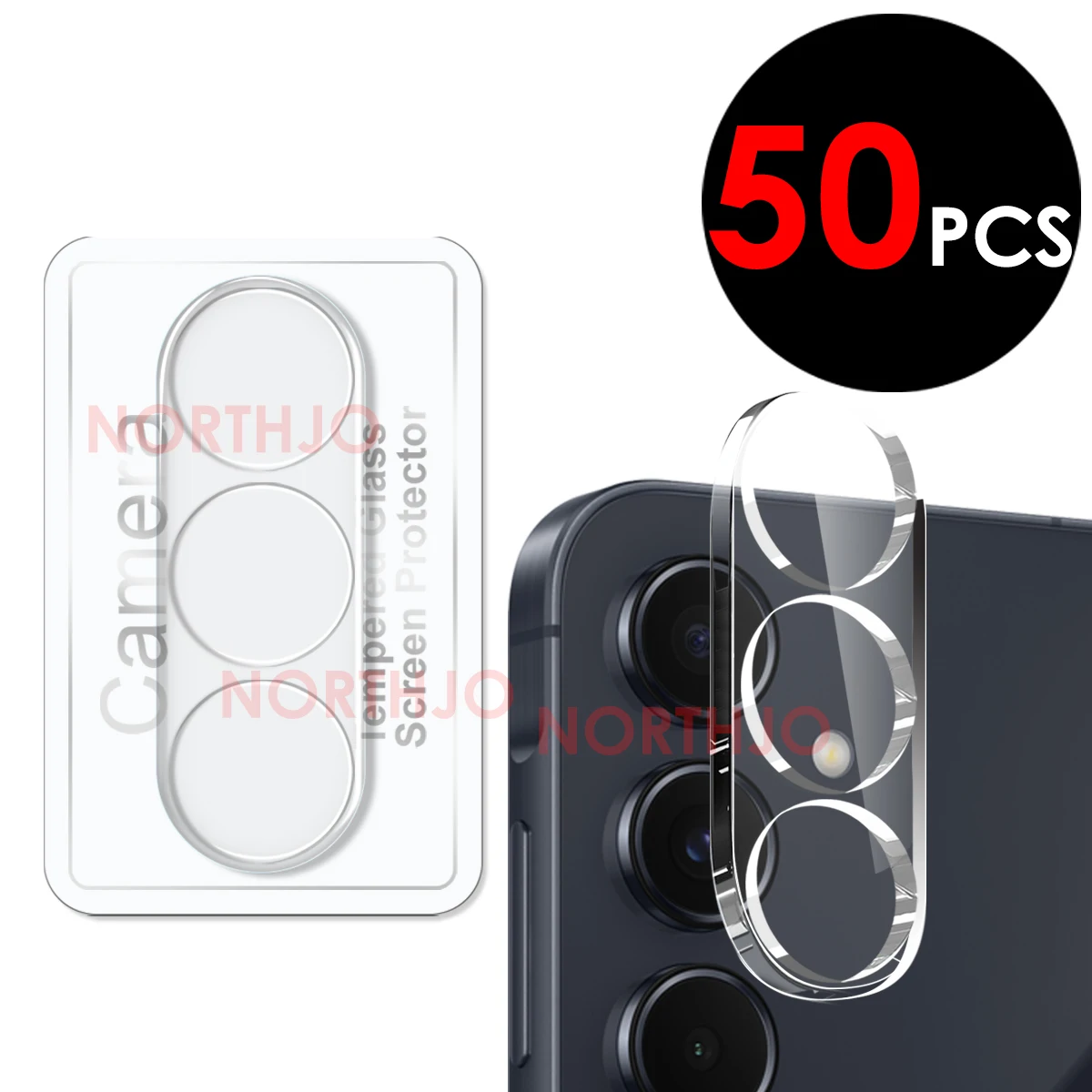 50Pcs For Samsung Galaxy A05 A15 A25 A35 A55 A06 A16 4G 5G 3D Full Cover Back Camera Lens Protector Tempered Glass Screen Film