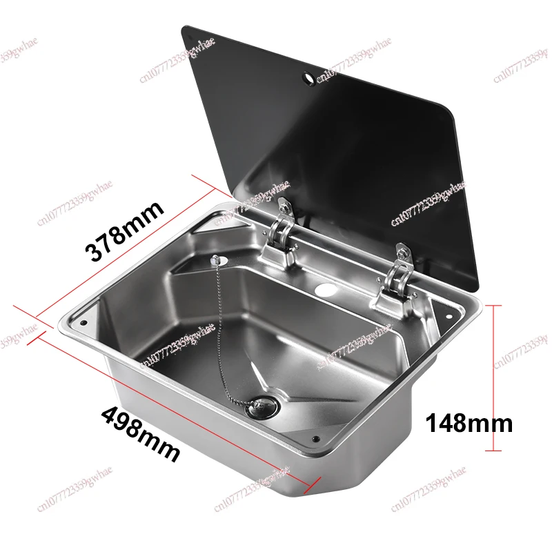 RV sink with cover kitchen wash basin stainless steel single slot vegetable basin square car water purifier folding basin