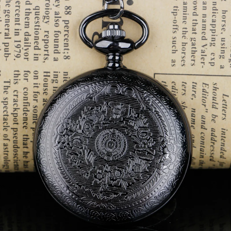 أسود "إلى زوجي" توقيت ساعة الجيب قلادة قلادة خمر Steampunk فوب ساعة للرجال Reloj De Bolsillo
