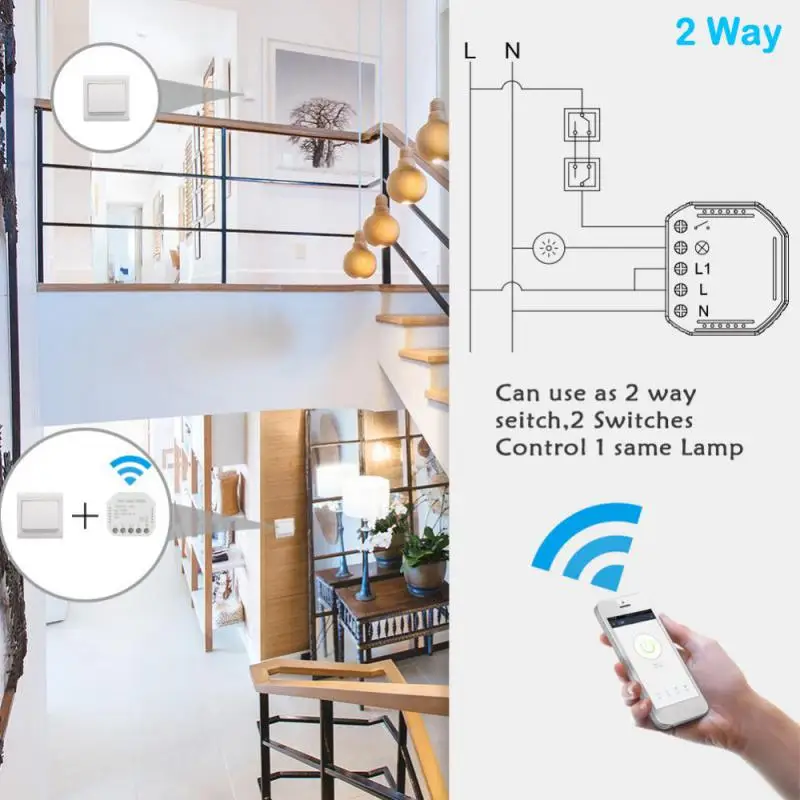 Interruptor inteligente WiFi, interruptor de luz táctil de pared inteligente, módulo de automatización del hogar, Control remoto inalámbrico, funciona con Alexa Echo Home