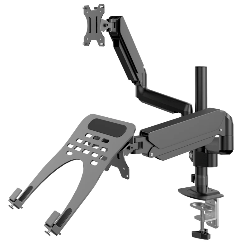 17-32 Inch Dual Monitor Stand 2-9KG/Screen & Laptop tray VESA H33 Full Motion Gas Spring Arm Desk Mount with Clamp & Grommet