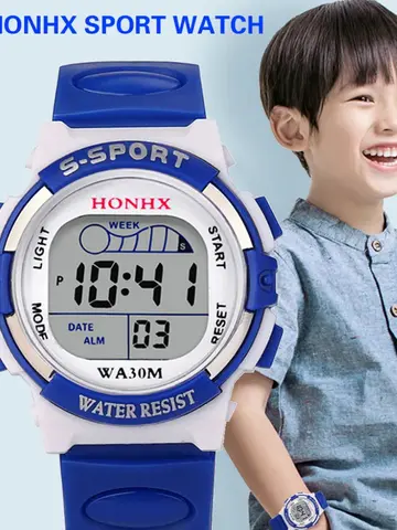 Kids Electronic Sports Watches Color Luminous LED Dial Life Waterproof Multi Function Alarm Clocks Watch For Boys And Girls