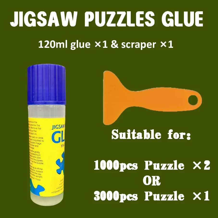 

One Bottle of 120 ml Glue Adhesive Tape Scraper for Brightening and Reinforcing Puzzle Pieces Suitable 1000-3000 Pieces Puzzle