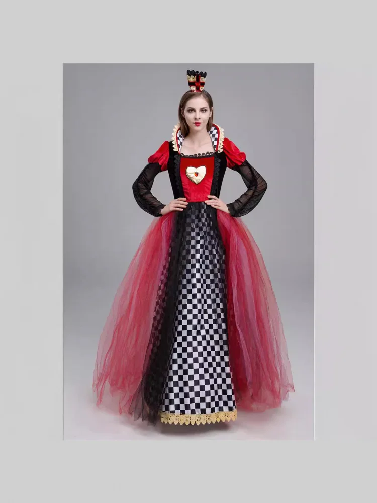 

loween Cosplay Heart Queen Alice in Wonderland Red Queen Costume Performance Outfit Game Dr High Waist Polyester Skirt