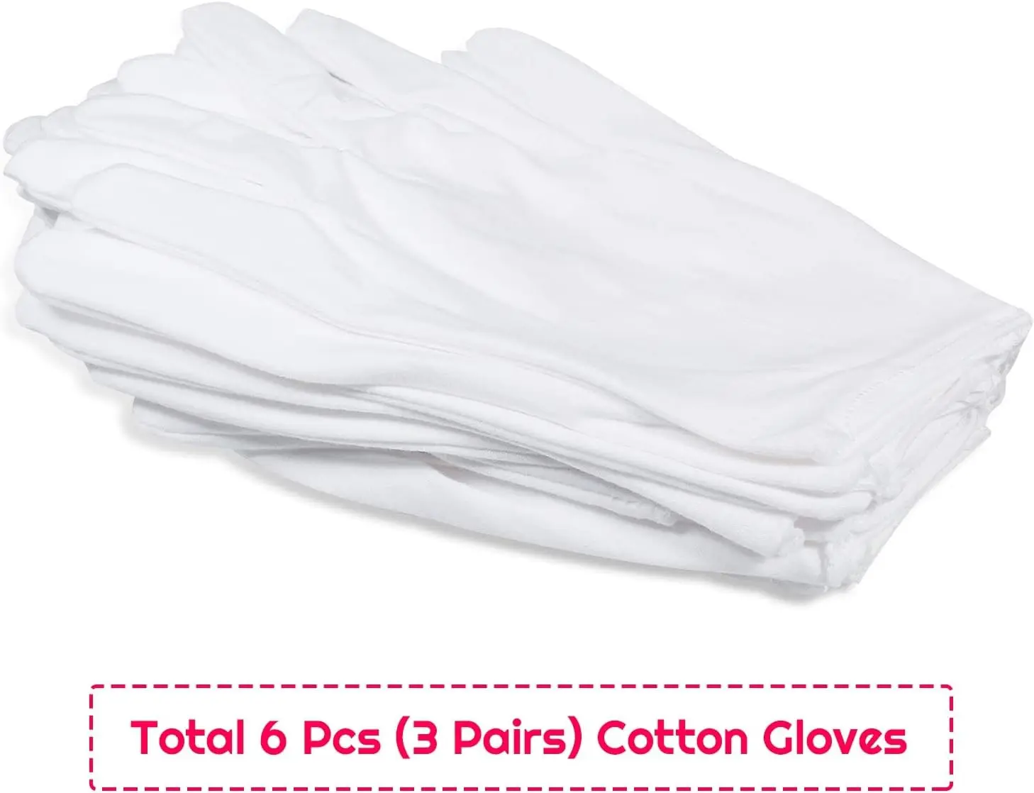 Cotton Gloves, 3 Pairs White Cotton Gloves Gloves for Women Men Eczema Dry Hands Moisturizing Serving Archival Cleaning Jewelry