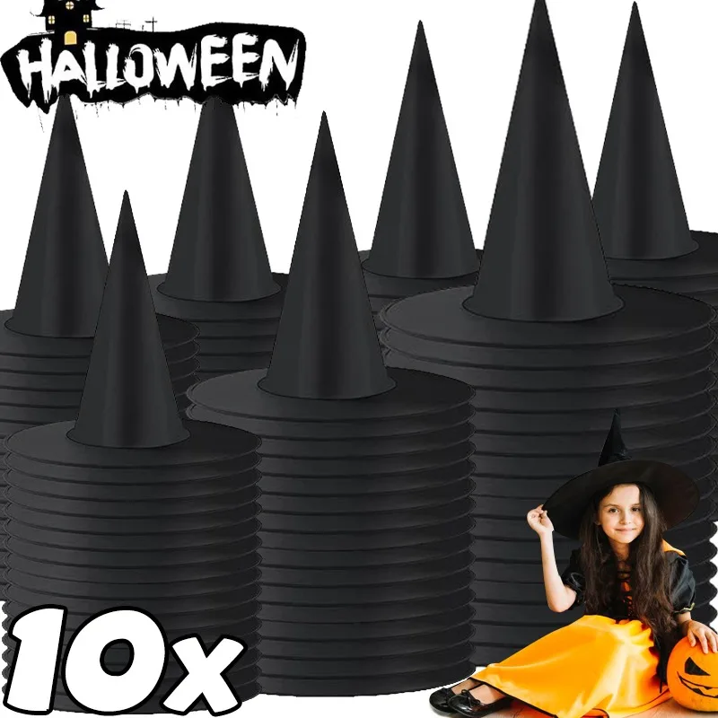Chapeaux de sorcière d'halloween, 1/10 pièces, noir et blanc, pour adultes et enfants, Costume d'halloween, fête, cour, décoration intérieure et extérieure