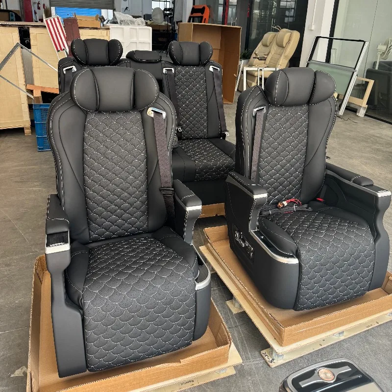 

Luxury leather car seats for high-end conversions with custom designs and replacement accessories