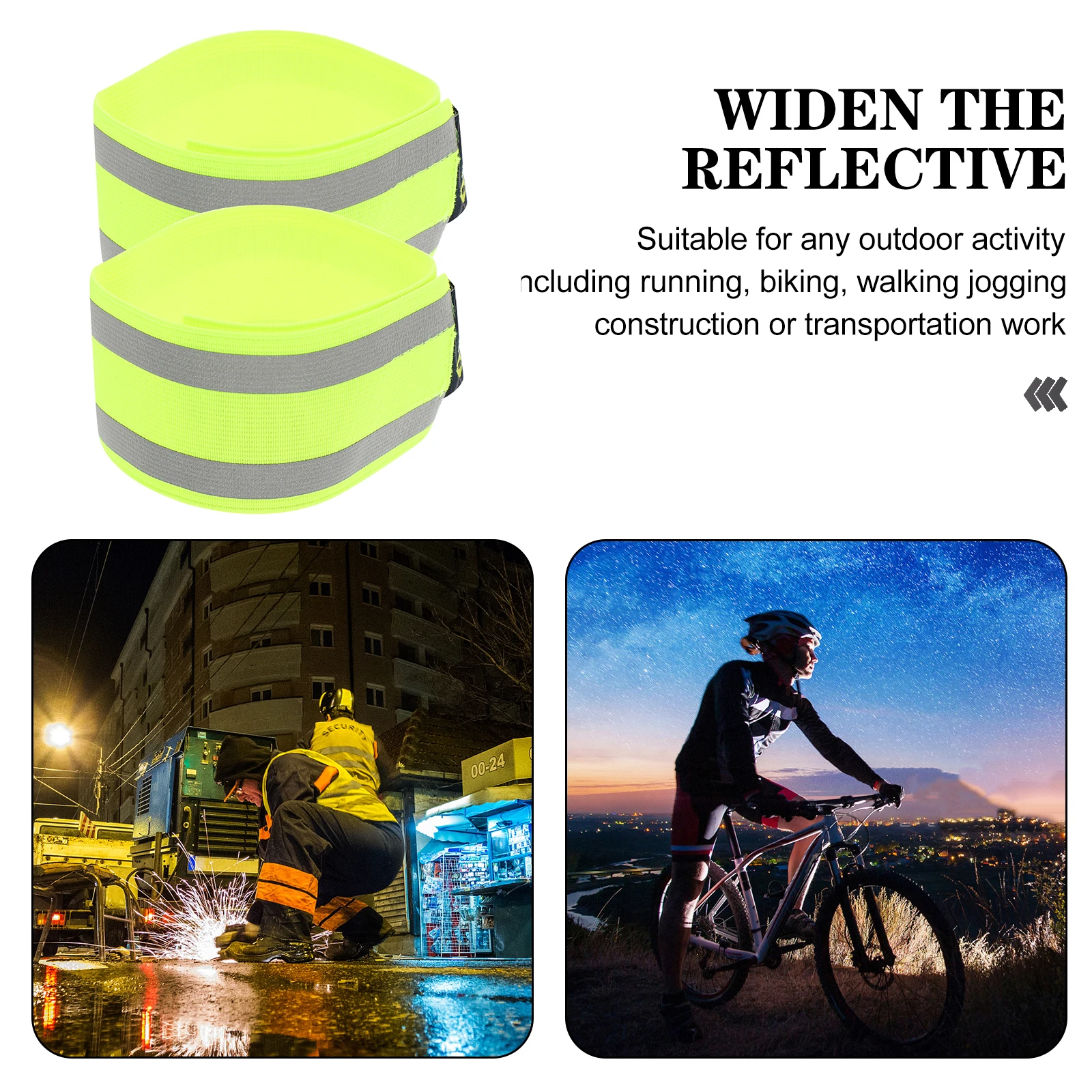 

2 Pcs Reflector Reflective Leggings Wristbands Fluorescent at Night Jogging Outdoor Walking Safety