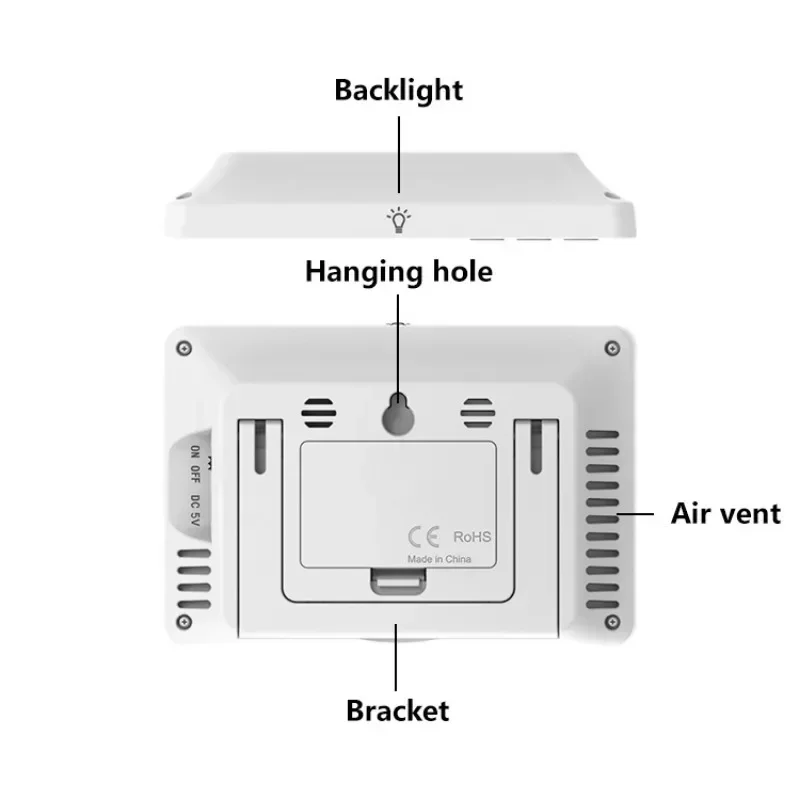 Multi-function Weather Station Alarm Clock Color Screen Wireless Indoor Outdoor Temperature Humidity Monitoring Weather Forecast