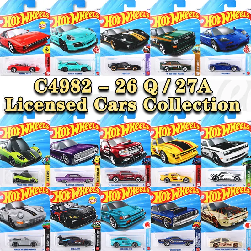 Hot Wheels C4982-27A/26Q Licensed Model Cars Collection,Ferrari,Porsche 911,McLaren F1,Benz CLA,BMW,Audi,Skyline GT-R,Batmobile