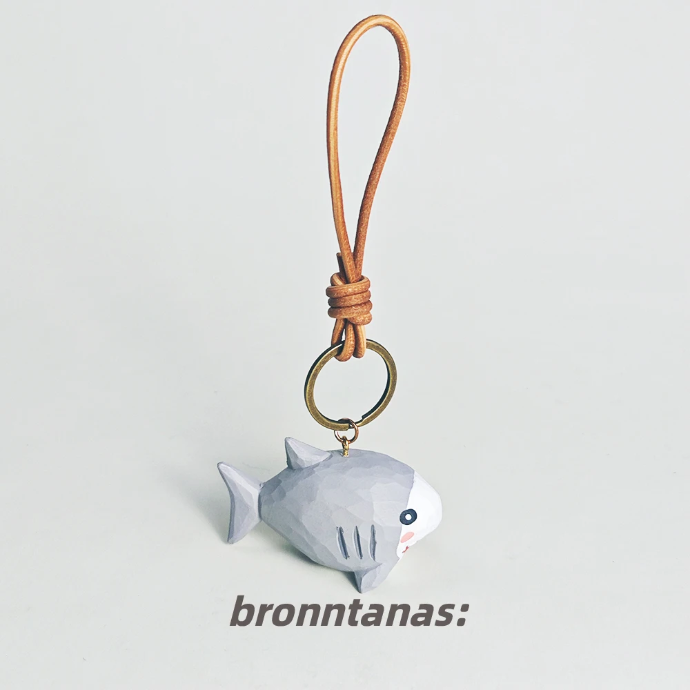 Wood Carving Shark Keychain Bag Pendant Healing Series Birthday Gift Creative Cultural Keychain Small Decoration Item