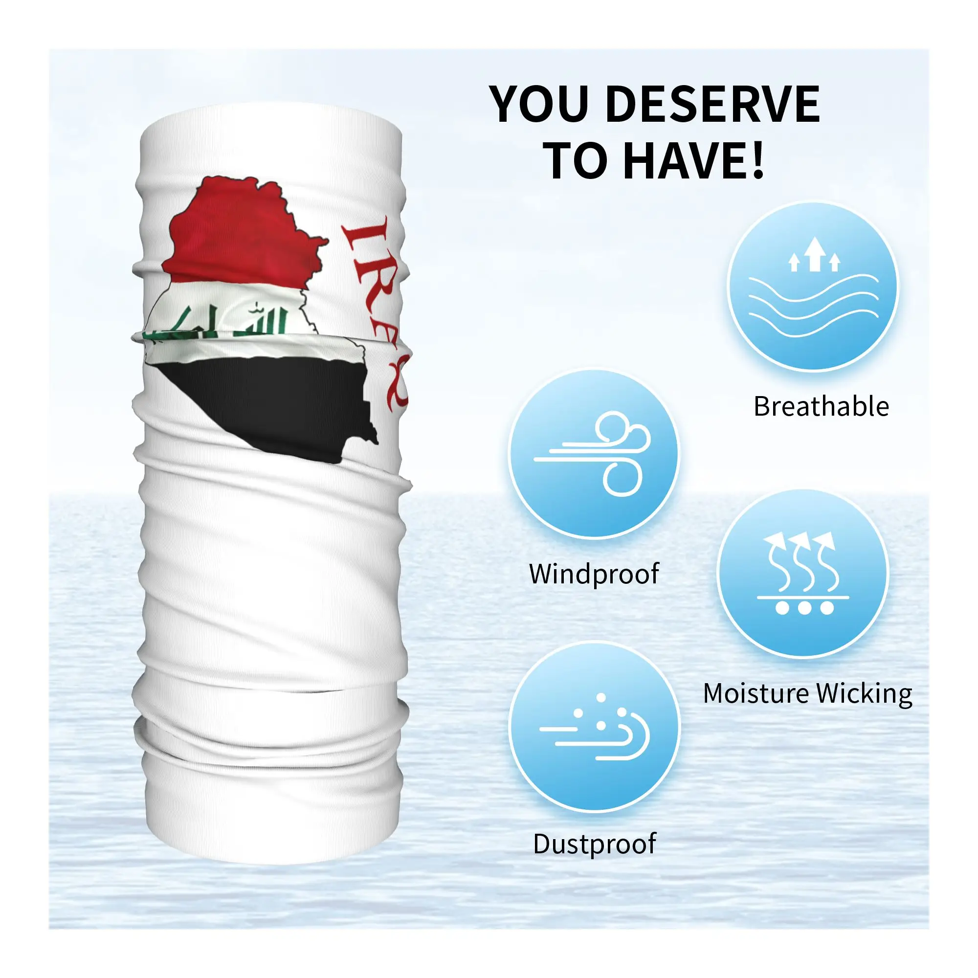 Iraq Flag Map  Love Iraq Balaclava  Outdoor Sports Face Cover Mask Male y2k Funny Windproof Bicycle Mask Soft Warm Scarf Bandana view 5