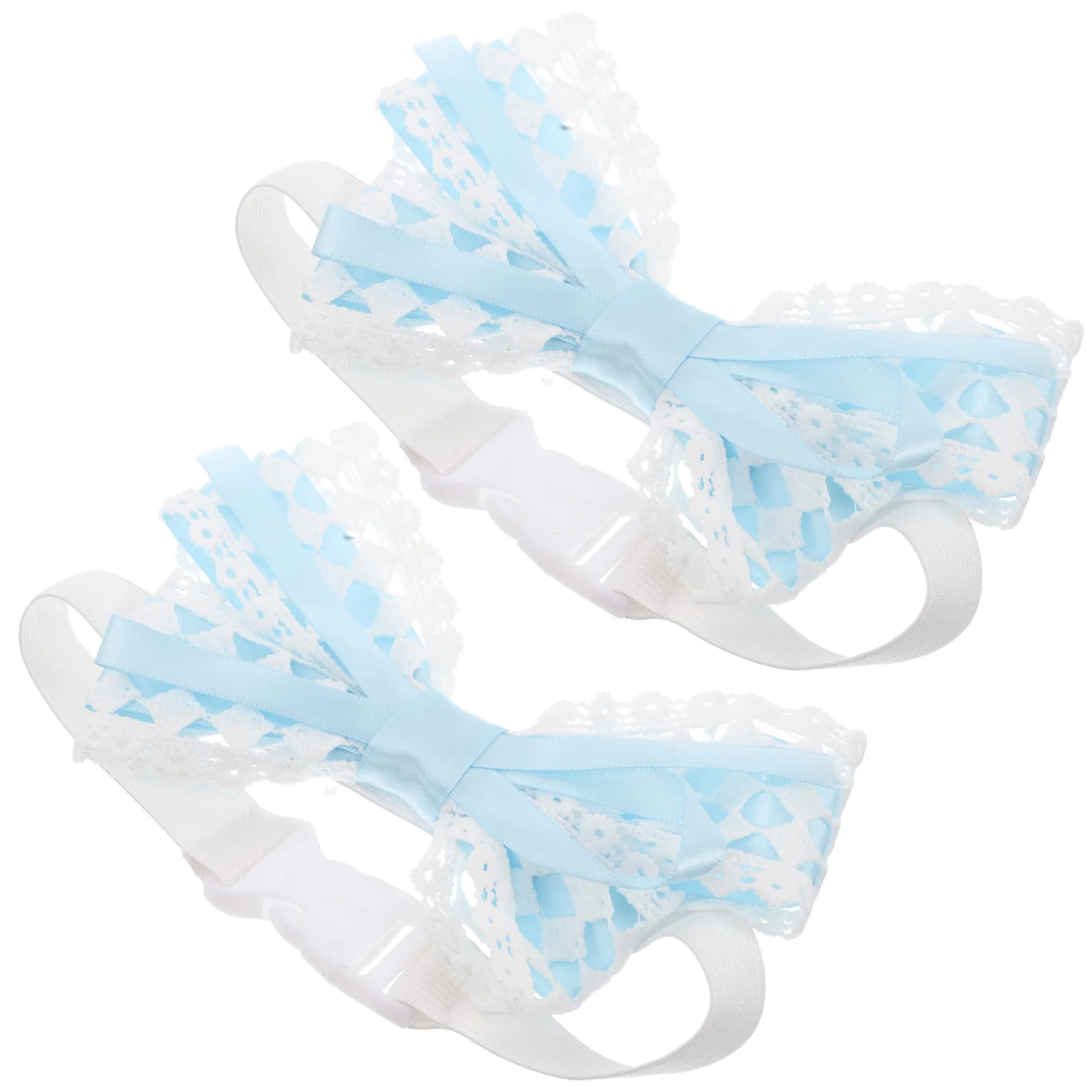 

2 Pcs Bow Curtain Ties Elastic B Lace Edge Double Bow Design Window Treatment Holdback Easy Clean Curtain Accessories
