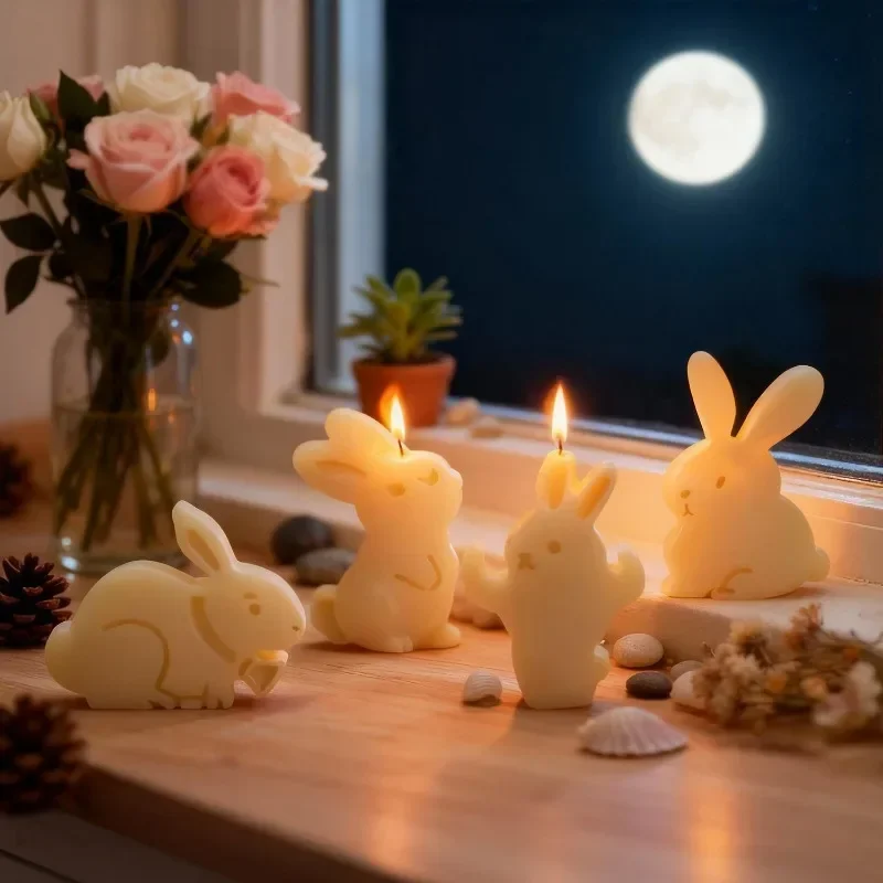 Moule en silicone multi-styles pour bougies, lapin mignon de Pâques, moule 3D pour plâtre, savon, résine, artisanat et moulage d'objets d'aromathérapie