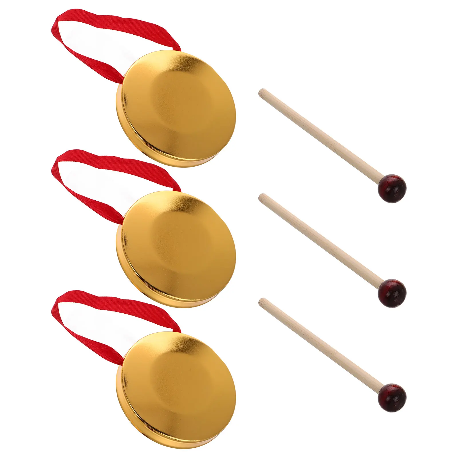 

3 Sets Mini Gong Craft Decoration Gongs Handheld Chinese Traditional Percussion Toddler