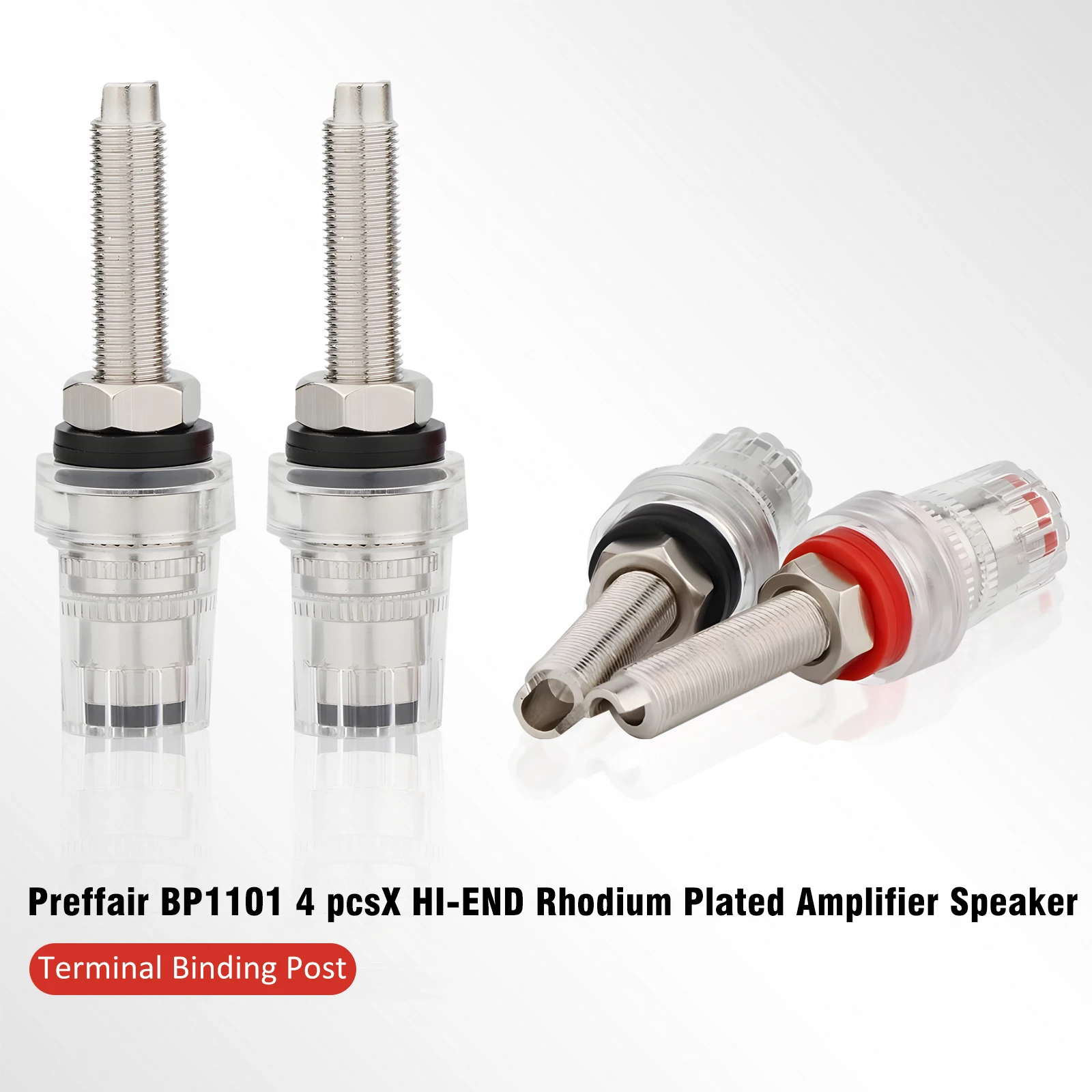 

4PCS HiFi Audio Rhodium Plated Plug Speaker Binding Post Female Banana Jack Connector Shielding Screw Lock