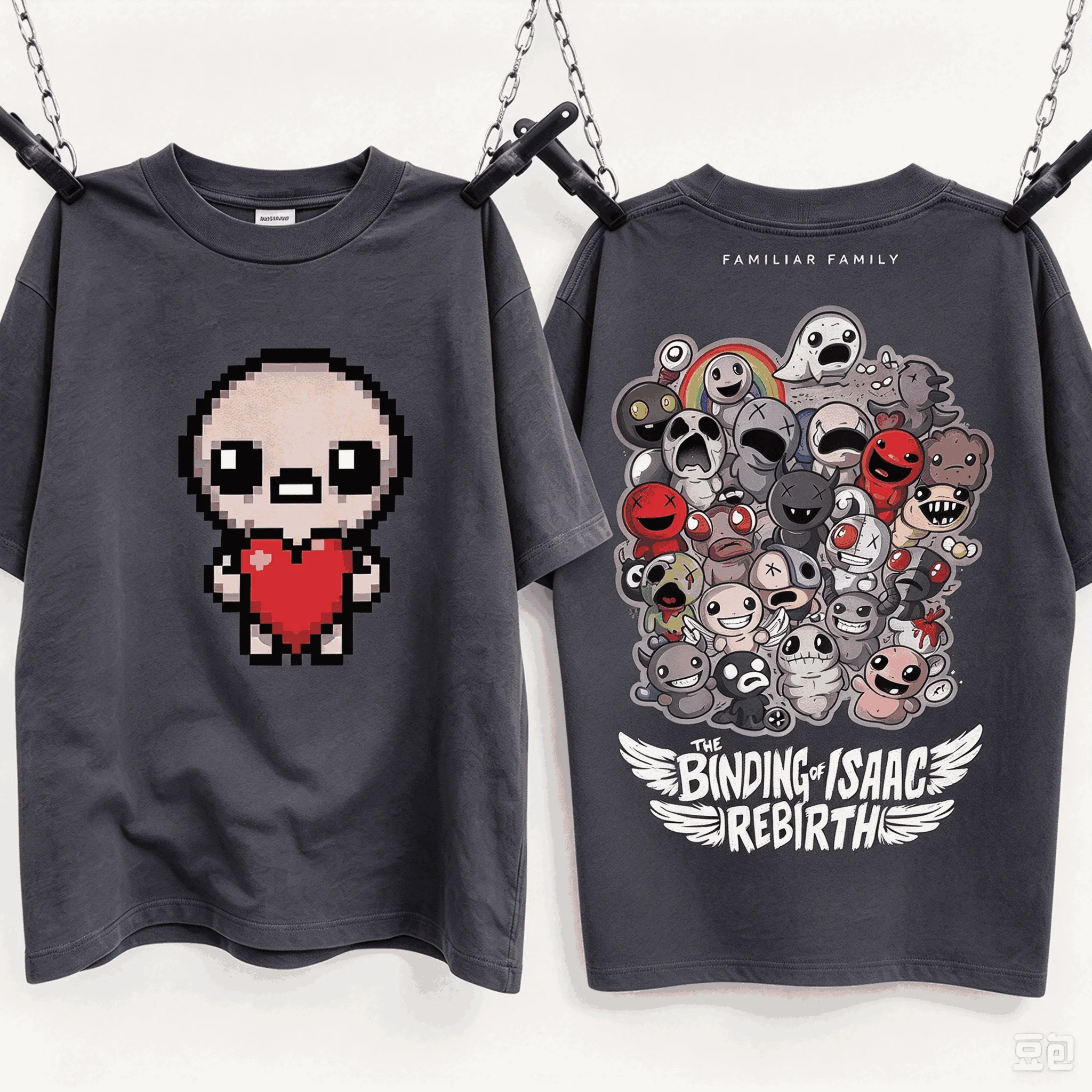 The Binding of Isaac Washed T-shirt Oversized Unisex Fashion Vintage Hip Hop Streetwear Cotton Vintage Loose Street T shirt soft