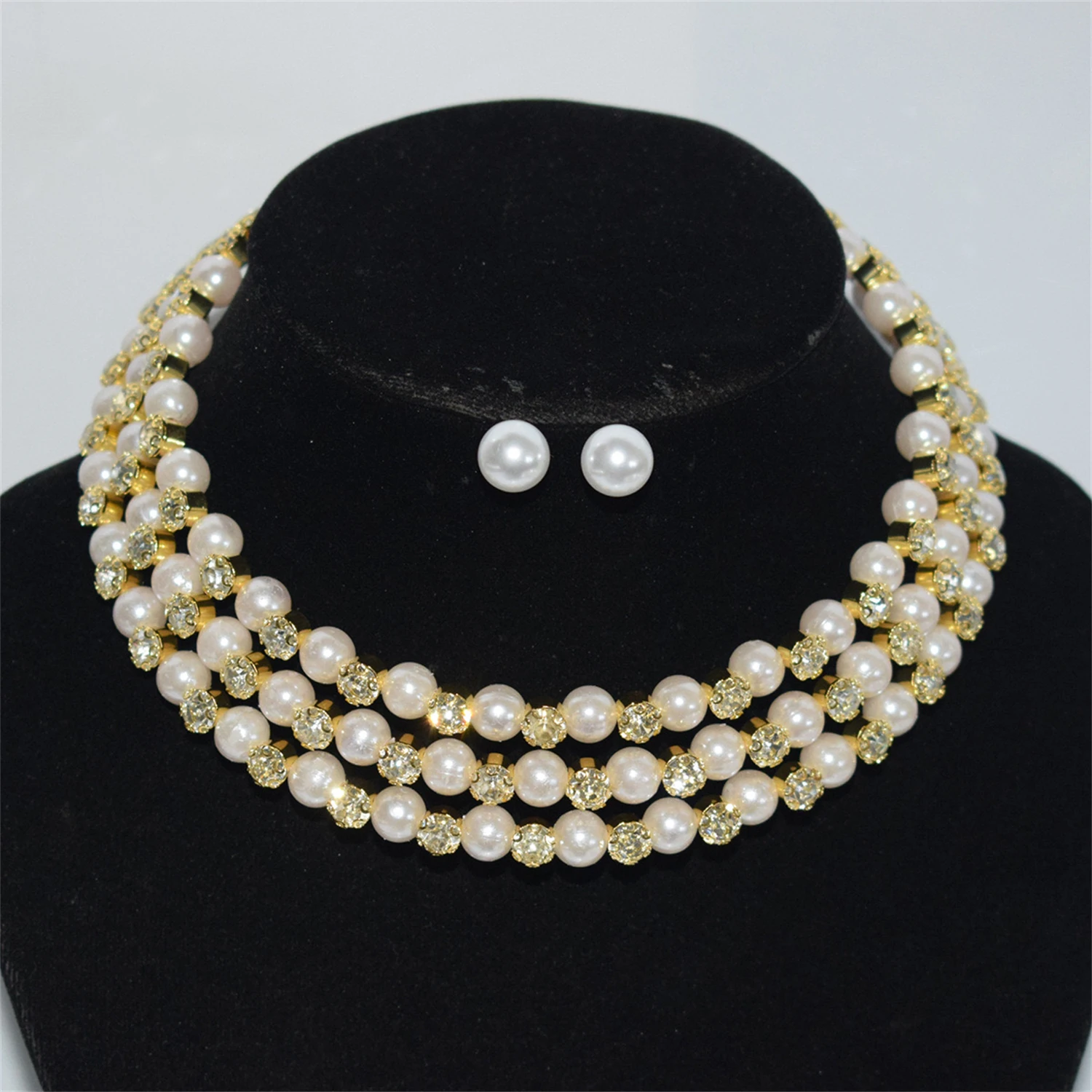 2 stücke Romantische Braut Hochzeit Party Halskette Ohrringe Zwei Stück Set Exquisite Multi Schicht Schmuck Set frauen Schmuck Geschenk