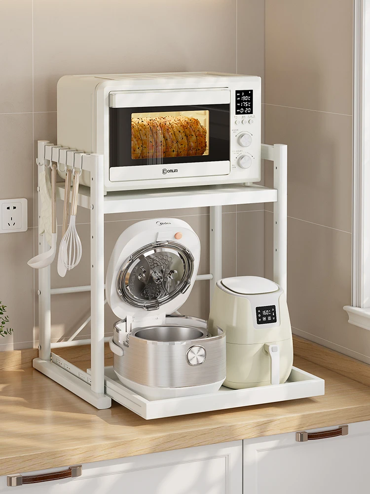 

Kitchen Microwave Oven Ra Pull out Rice Cooker Storage elf Countertop Multi Functional Appliance Pot Oven Organizer