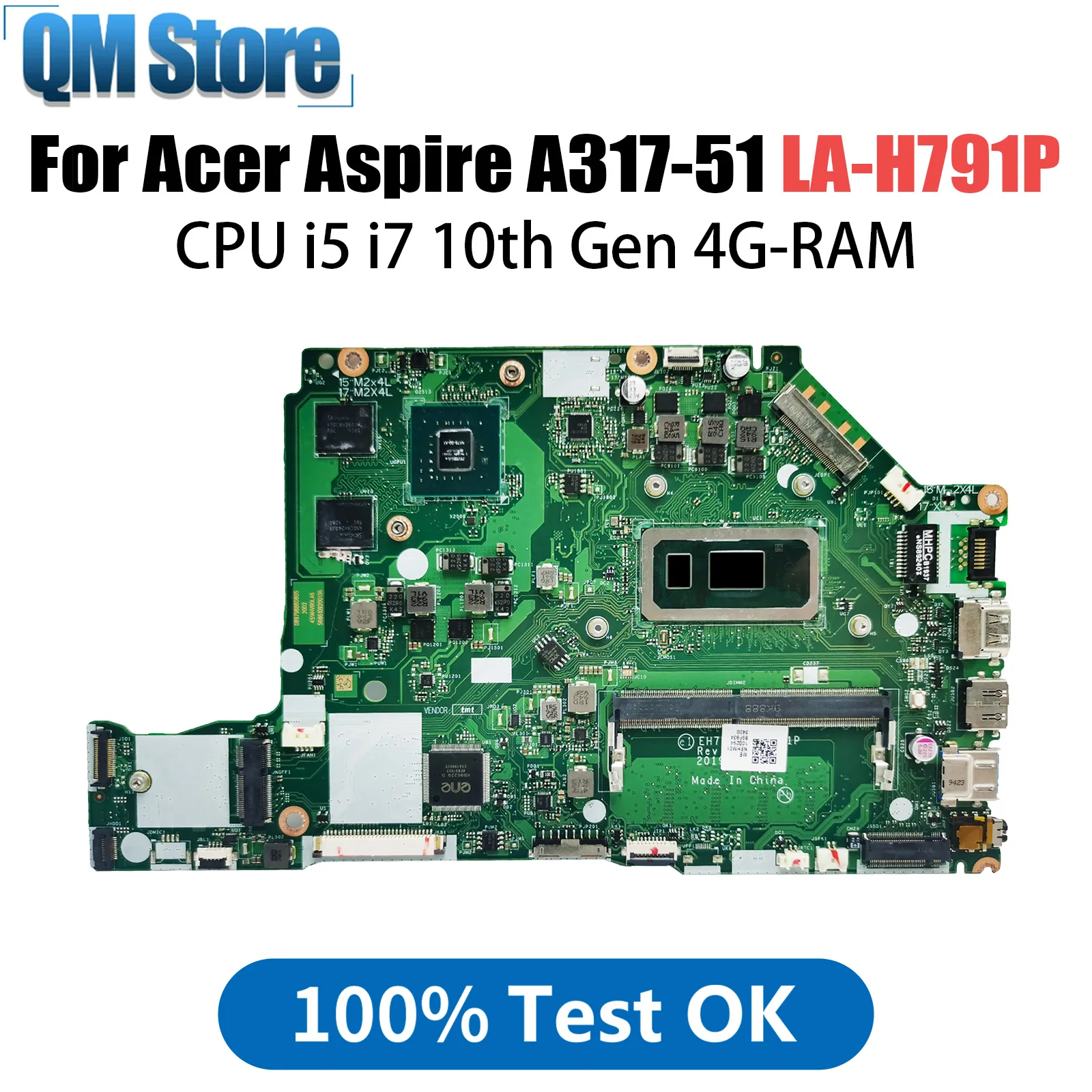 

LA-H791P For Acer Aspire A317-51 A317-51G Laptop motherboard with i5 I7 CPU MX230 0G/4G RAM 100% Tested