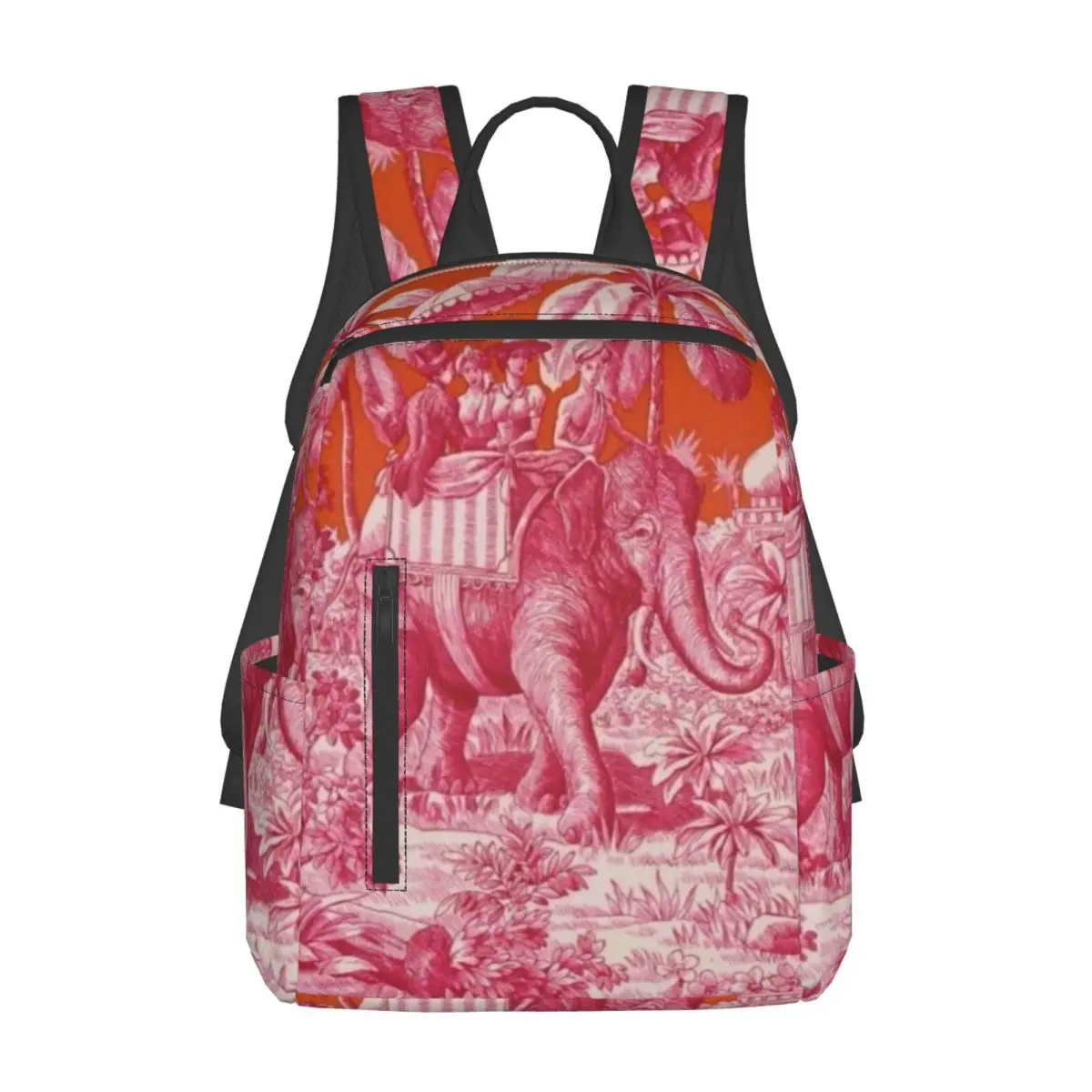 

Toile De Jouy - Pink And Orange Backpack Large Capacity Children BookBag School Bag Shoulder Bags for Men Women