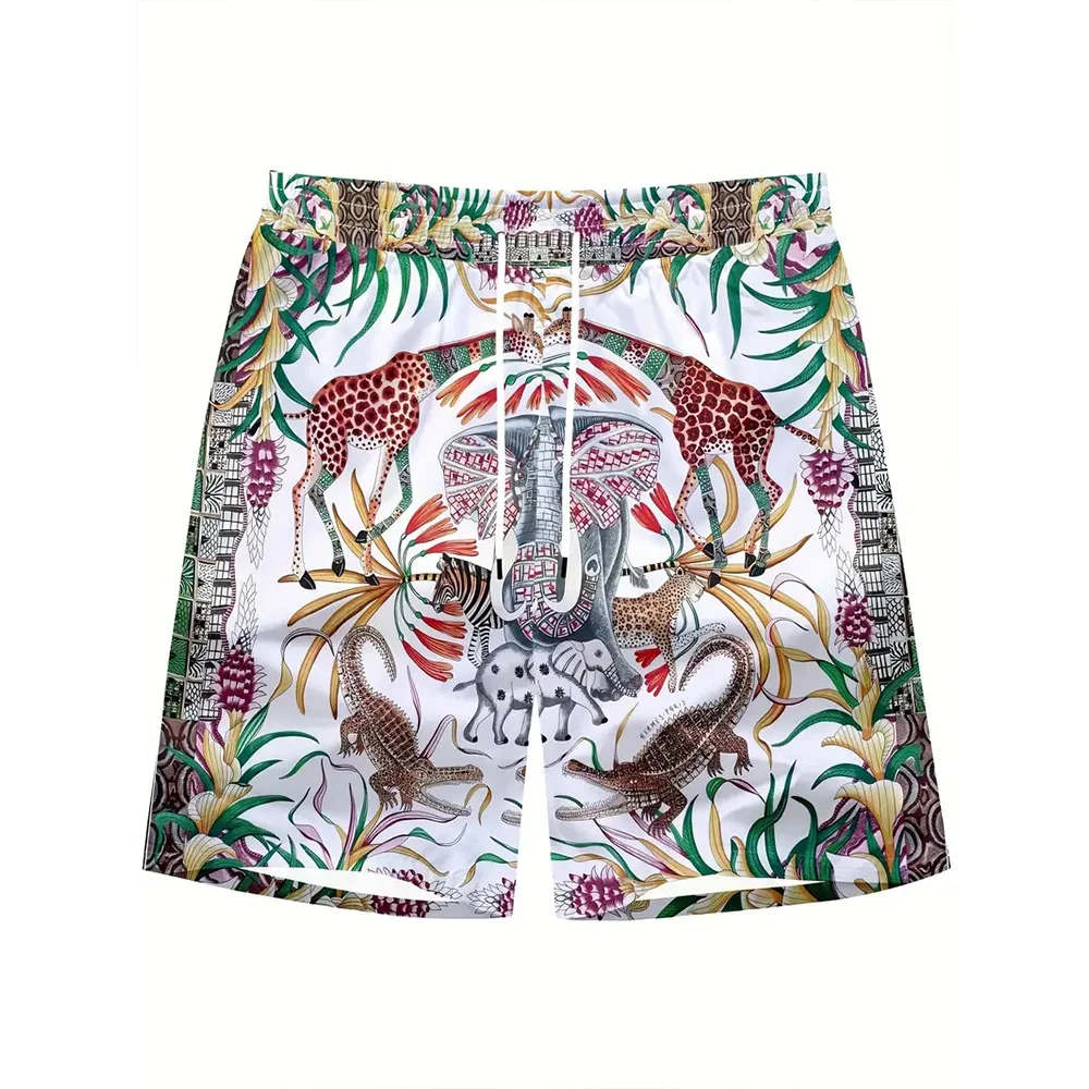 Pantaloni da spiaggia da uomo animali della foresta pluviale pantaloncini stampati in 3D pantaloncini traspiranti Casual estivi da uomo Street Ropa Hombre