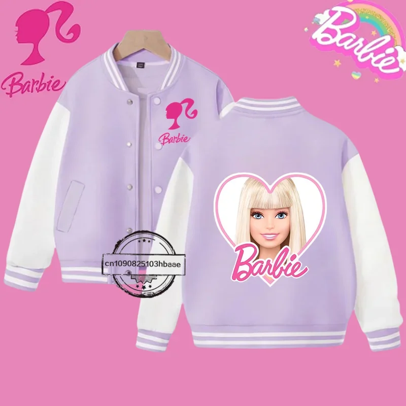 2024 Disney Princess Kids Spring Jacket Barbie Baseball Uniform Cartoon Print Kawaii casual coat dla chłopców i dziewczynek w wieku 2-14 lat