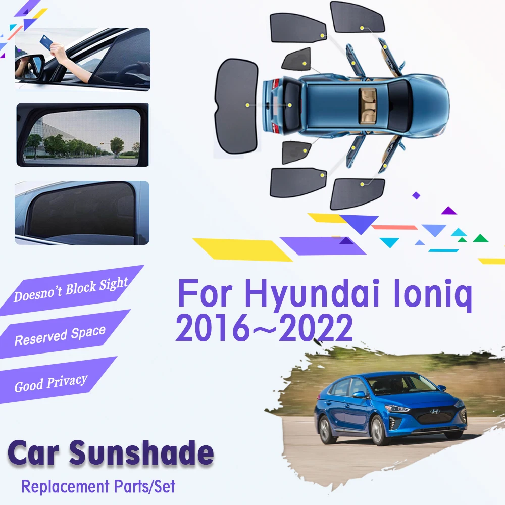 Car Coverage Sunshades Fit For Hyundai Ioniq  AE 2016 2017 2018 2019 2020 2021 2022 Mesh Net Visors Sun Shade Covers Accessories