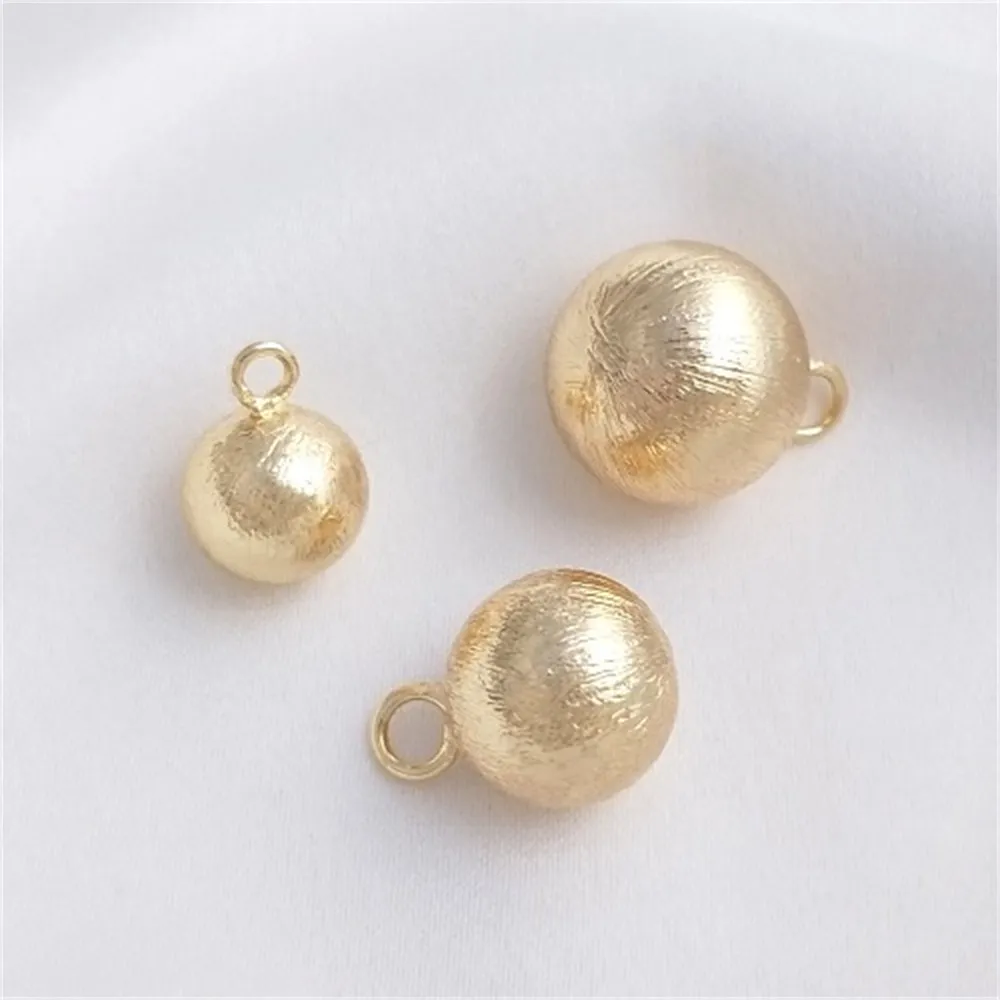 

14K Bag Real Gold Brushed Hanging Beads Handmade Hanging Ball Bead Pendant DIY Bracelet Earrings Jewelry Charms Accessories K360