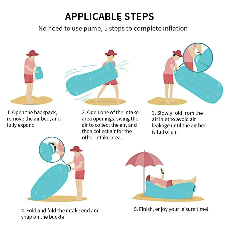 Portable Inflatable Sofa with Storage Bag Multifunctional Foldable Soft and Quick-Inflate Sleeping Bag Couch for Beach Camping