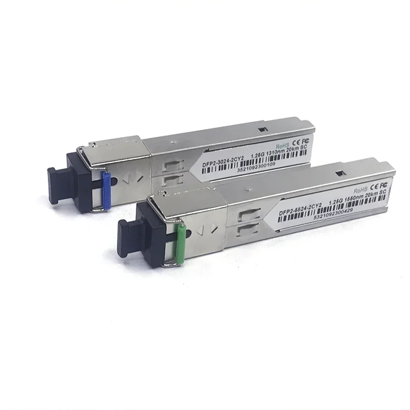 2PCS 1 pair  1.25G 20km SFP Optic Transceiver  1550/1310nm SC single fiber Module For OLT/ Switch