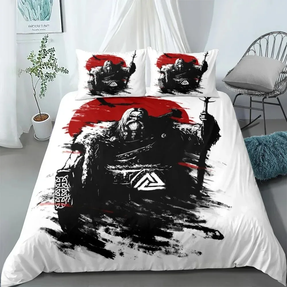 Viking Celtic Duvet Cover Set Scandinavian Culture Yggdrasil Fenrir Bedding Set Ancient Mythology Religion Quilt Cover King Full