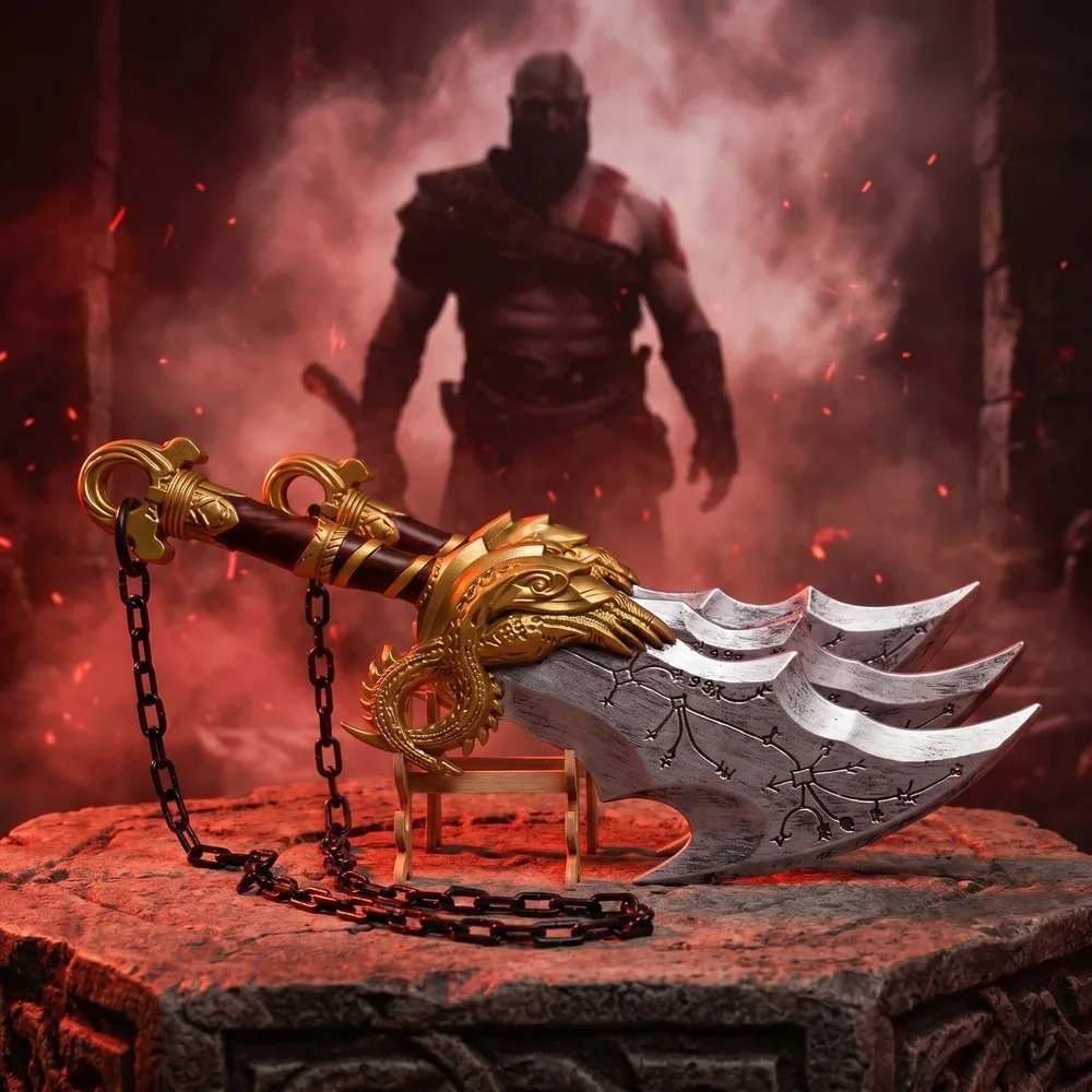 God of War 17 7in 45cm Two Piece Mini Pair Plastic Double Twin Pair Katana Sword Blade Safe Cosplay Display Photo Prop Set Kit