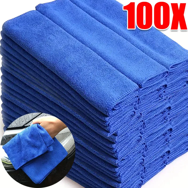 100Pcs Microfiber Towels Car Wash Drying Cloth Towel Household Cleaning Cloths Auto Detailing Polishing Cloth Home Clean Tools