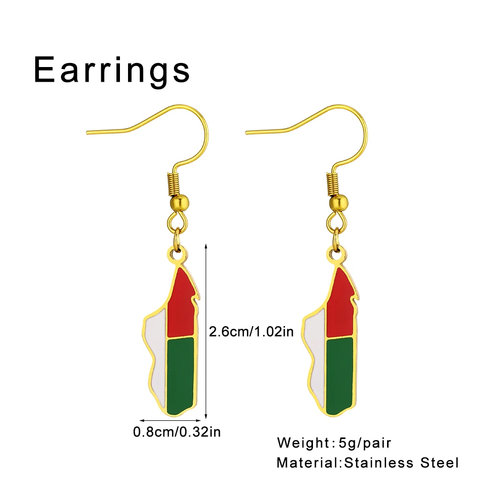 الفولاذ المقاوم للصدأ مدغشقر خريطة العلم أقراط موضة العرقية نمط استرخى أقراط للنساء السفر تحت عنوان المجوهرات