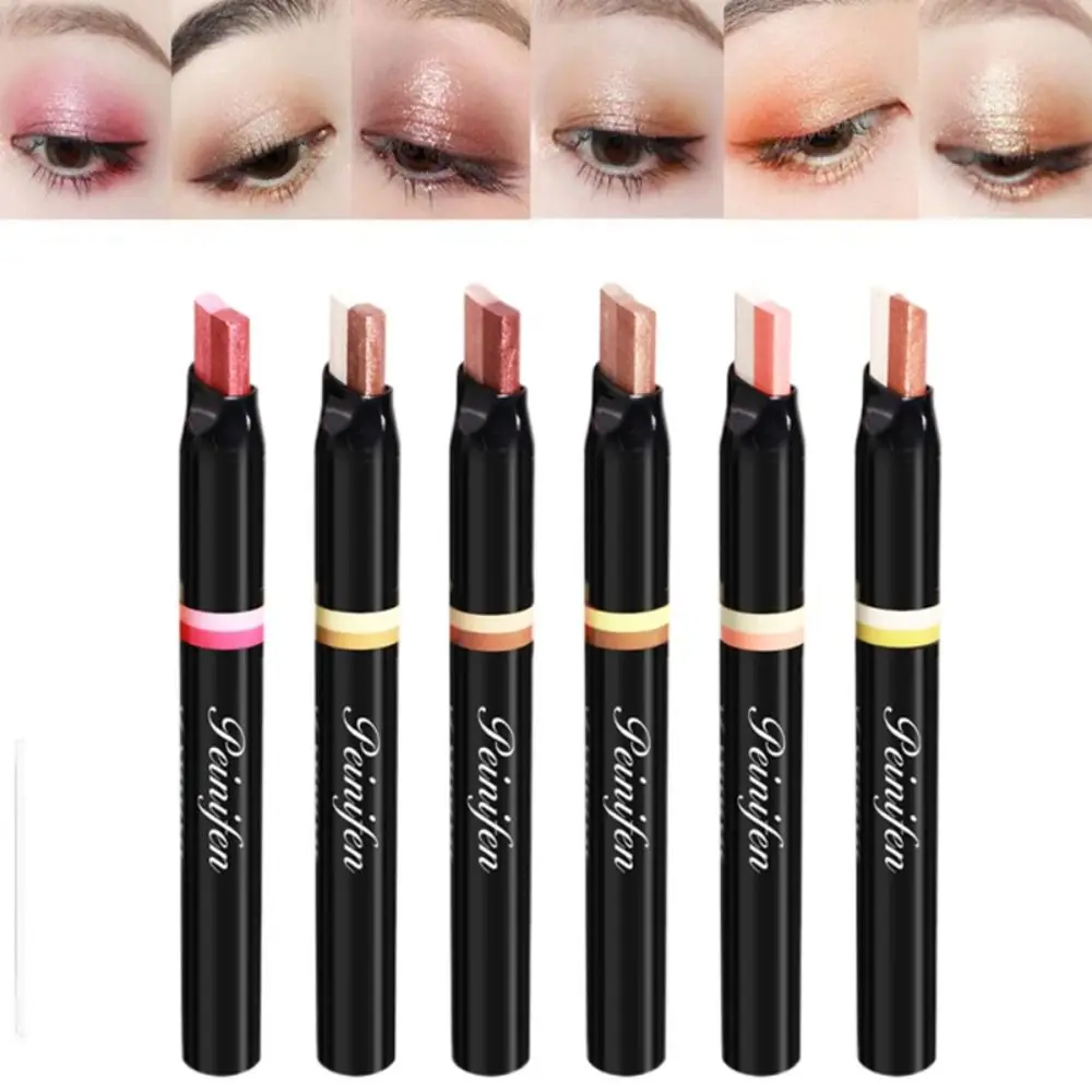 Glitter Double Color Eyeshadow Stick Velvet 2 In 1 Gradient Pearlescent Eyeshadow Pen Bicolor Shimmer Professional Women